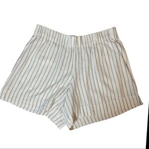 GAP Women’s High Rise Linen Blend Pull On Shorts White Stripe L Resort Coastal